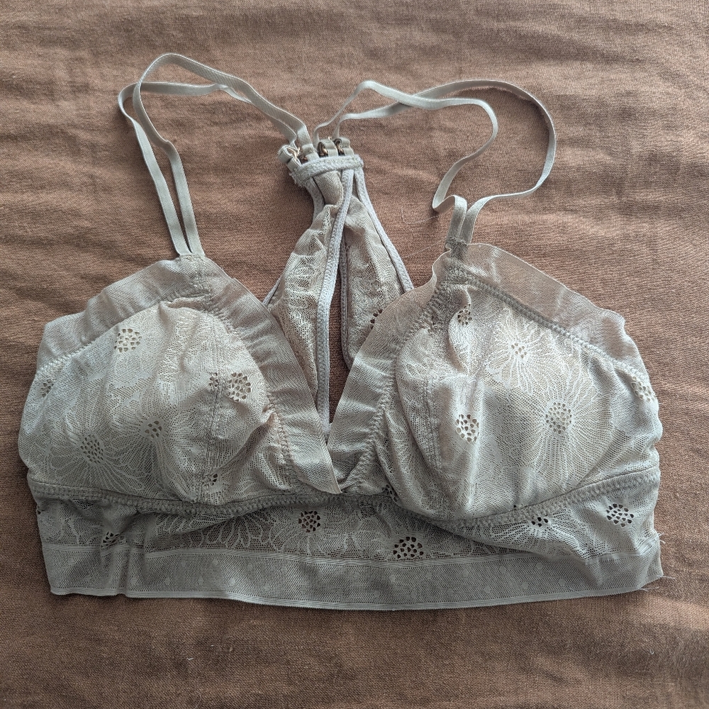 Taupe / Beige Lace Bralette With Padding